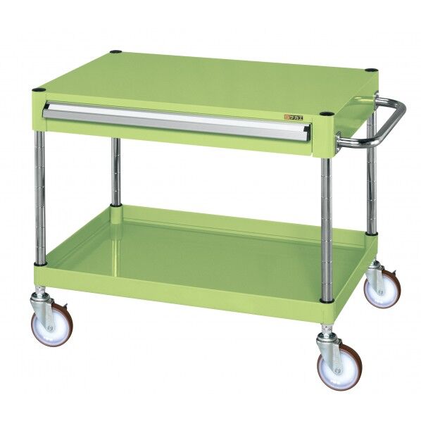 CSパールワゴン(ナイロンウレタン車/上段引出し/天板フラット型) グリーン W600×D400×H600 CSP-6061ANU 1台