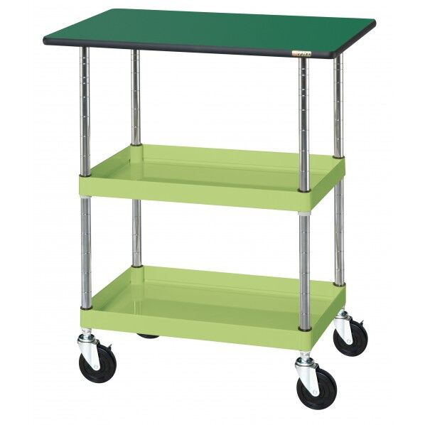 CSパールワゴン(中量タイプ/ナイロンウレタン車/天板付) グリーン W900×D600×H760 CSP-9072TENU 1台