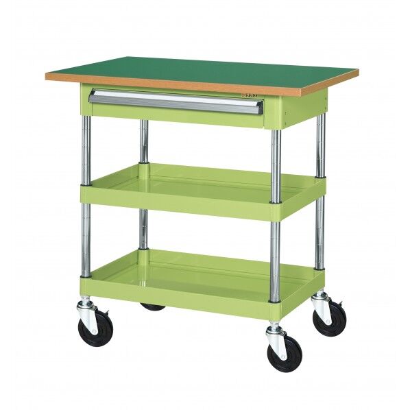 CSパールワゴン(中量タイプ/ナイロンウレタン車/引出し･天板付) グリーン W750×D500×H760 CSP-7572ATFNU 1台