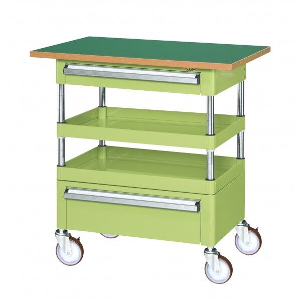 CSパールワゴン(中量タイプ/ナイロンウレタン車/引出し･天板付) グリーン W750×D500×H760 CSP-7572ACTFNU 1台
