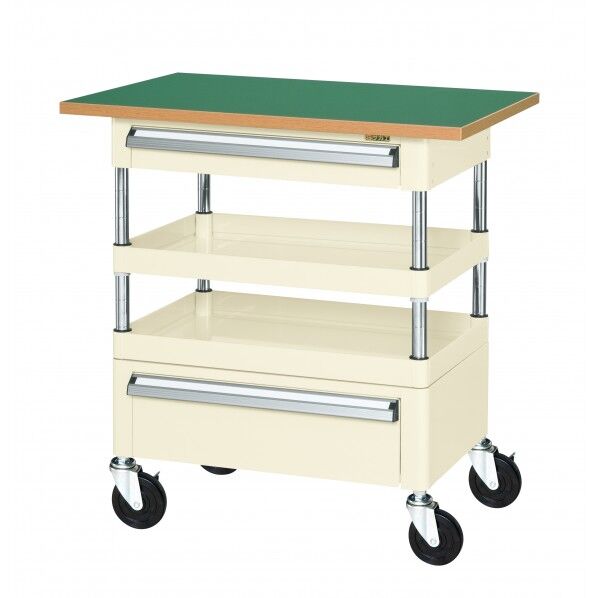 CSパールワゴン(中量タイプ/ナイロンウレタン車/引出し・天板付) アイボリー W750×D500×H760 CSP-7572ACTFNUI 1台