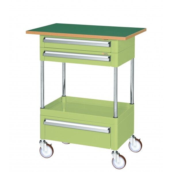 CSパールワゴン(中量タイプ/ナイロンウレタン車/引出し・天板付) グリーン W750×D500×H900 CSP-7581A2CTFNU 1台
