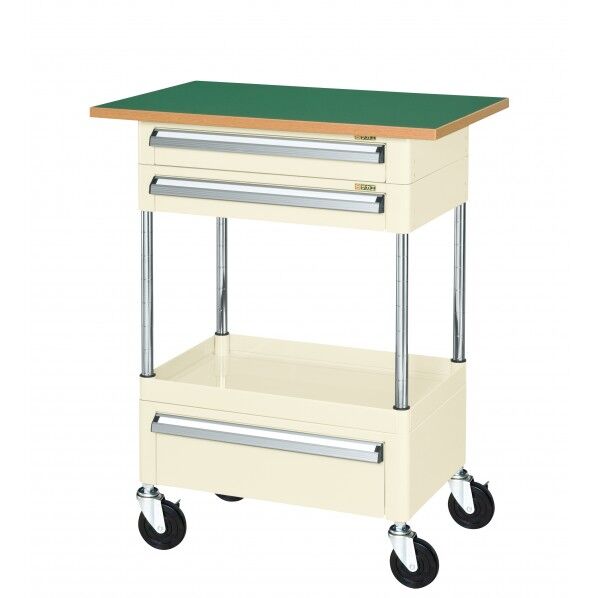 CSパールワゴン(中量タイプ/ナイロンウレタン車/引出し･天板付) アイボリー W750×D500×H900 CSP-7581A2CTFNUI 1台