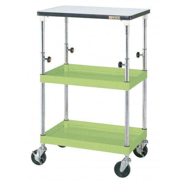 CSパールワゴン(高さ調整タイプ/サイレントエラストマー車/H865～1115/天板付) グリーン W630×D430×H865～1115 TCSP-6082TPSE 1台
