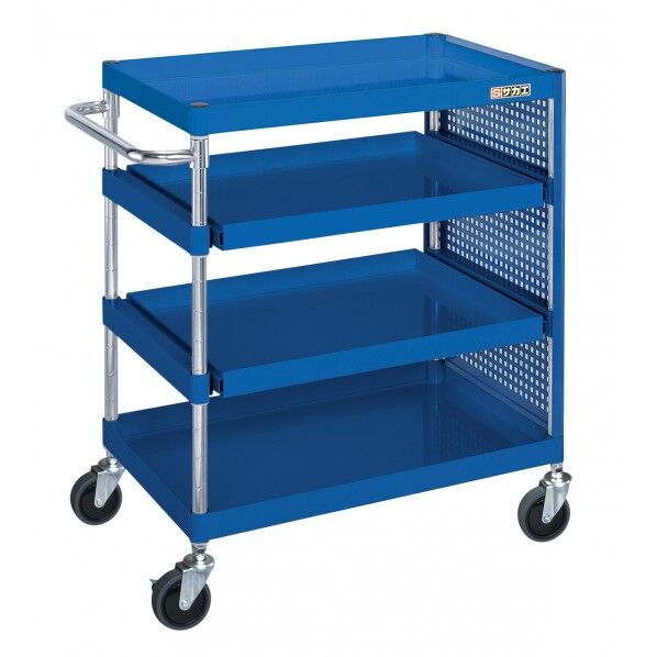 CSパールワゴン(中量タイプ/スライド棚･全面パンチングパネル付) ブルー W600×D400×H880 CSP-6084SZPB 1台