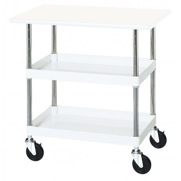 CSパールワゴン(抗菌パールホワイト/ゴム車/天板付) パールホワイト W750×D500×H760 CSP-7572VW 1台