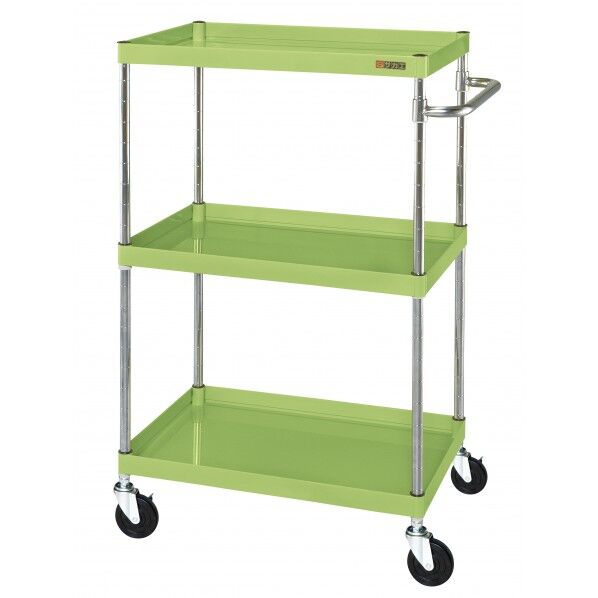 CSパールワゴン(中量タイプ/ゴム車/H1200/3段) グリーン W900×D600×H1200 CSP-90123 1台