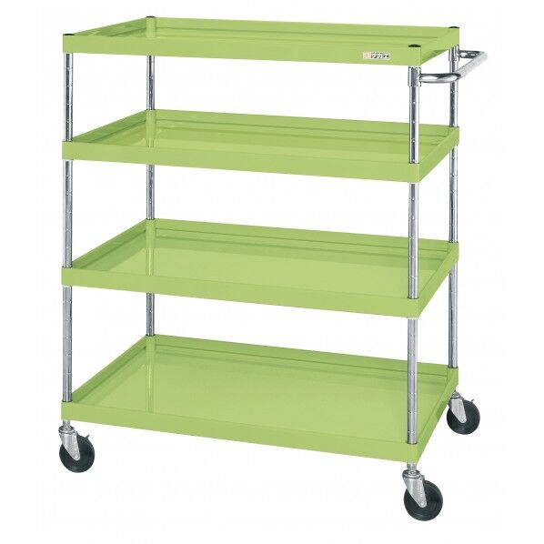 CSパールワゴン(中量タイプ/ゴム車/H1200/4段) グリーン W1200×D600×H1200 CSP-12124 1台