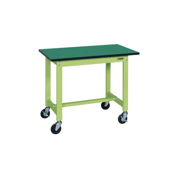 軽量作業台(KS/200kg/サカエリューム天板/H740/キャスター付/直進安定金具無) グリーン W1500×D750×H740 KS-157FEUR 1台
