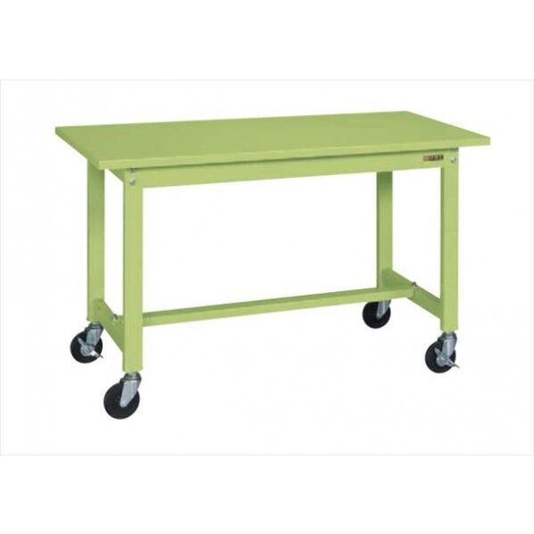 軽量作業台(KS/200kg/スチール天板/H740/キャスター付/直進安定金具無) グリーン W900×D600×H740 KS-096SUR 1台