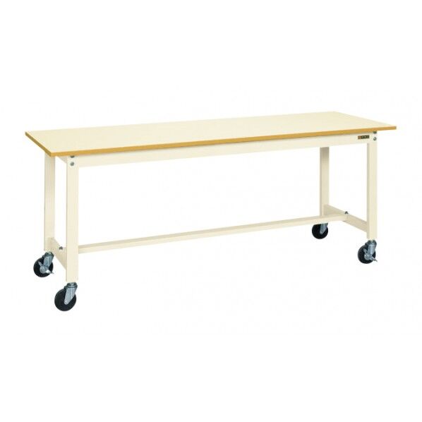 軽量作業台(KS/200kg/ポリエステル天板/H740/キャスター付/直進安定金具無) アイボリー W900×D600×H740 KS-096PURI 1台
