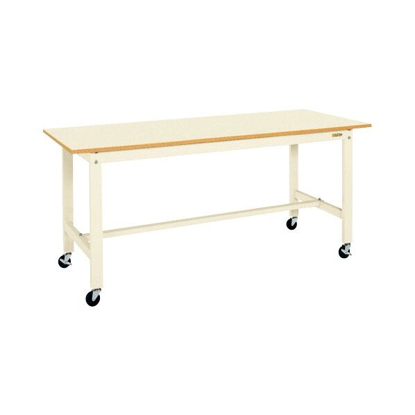 軽量作業台(KK/200kg/ポリエステル天板/キャスター付/直進安定金具無) アイボリー W900×D600×H810 KK-38UB1I 1台