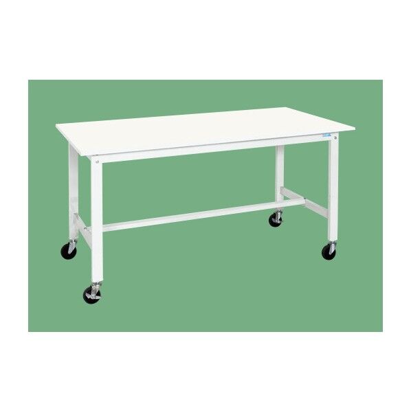 軽量作業台(KH/耐荷重150kg/抗菌・抗ウイルスポリエステル天板/H900/キャスター付) パールホワイト W900×D600×H900 KH-38VPWSE 1台