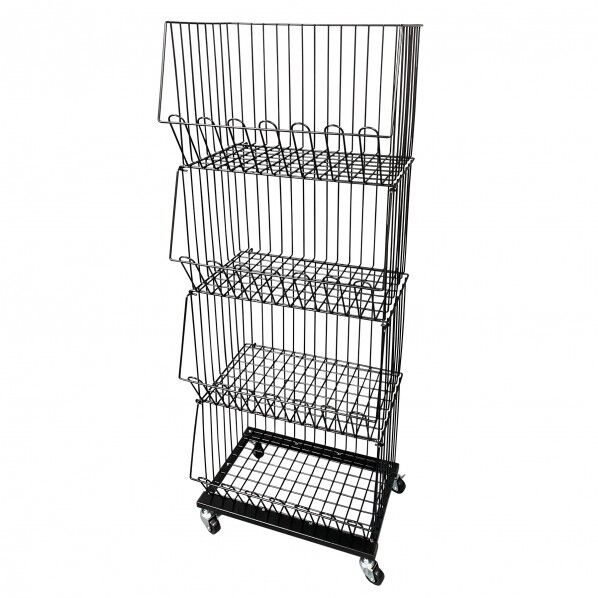 4段スタックカゴ黒 W500 TSK‐500 キャスター付 (W幅)500mm(D奥行)360mm(H高さ)1490mm 10195609 1台