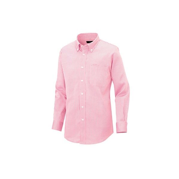 長袖ボタンダウンシャツ（ヘリンボーン）（男女兼用） 160ピンク S 50403 1着