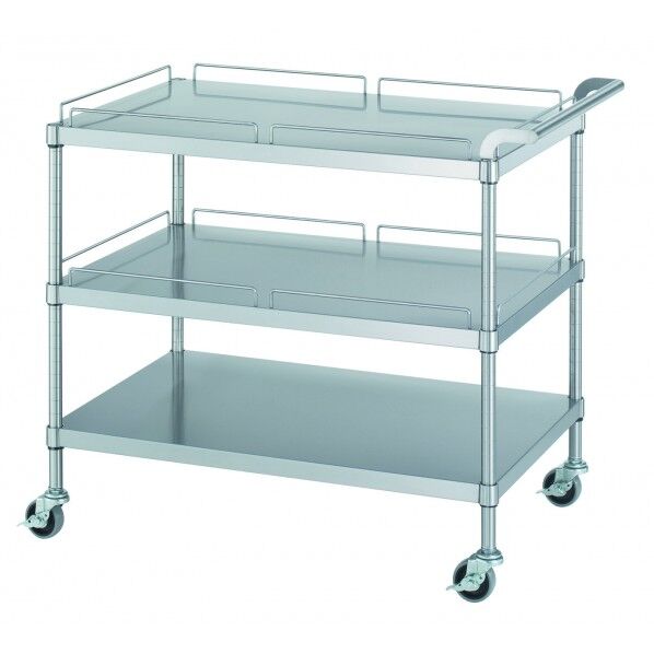 ステンレスワゴン SUS430 棚3段・天板/中棚ガード付き 900×450×800mm M21-9045-U75 1個