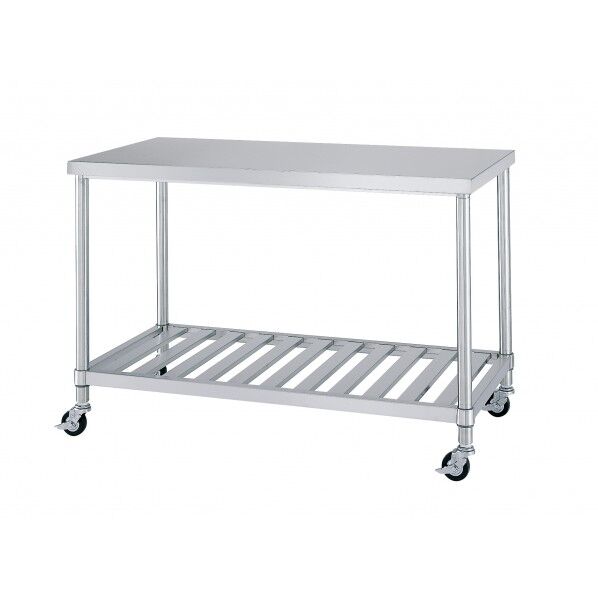 キャスター付ステンレス作業台≪スノコ棚仕様≫ W450×D450×H800 WSC-4545-U75 1台