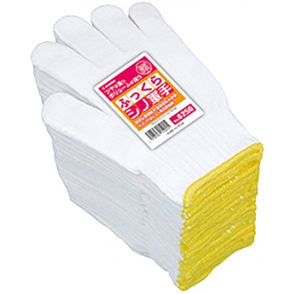 ふっくらシノ軍手 国産シノカバーリング2本編 600g 6250 12双