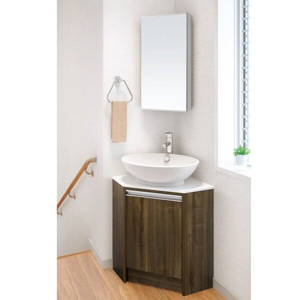 コーナー洗面化粧台セット チェスナットブラウン 間口500mm LKCB500TFNSMMC34C1 1点