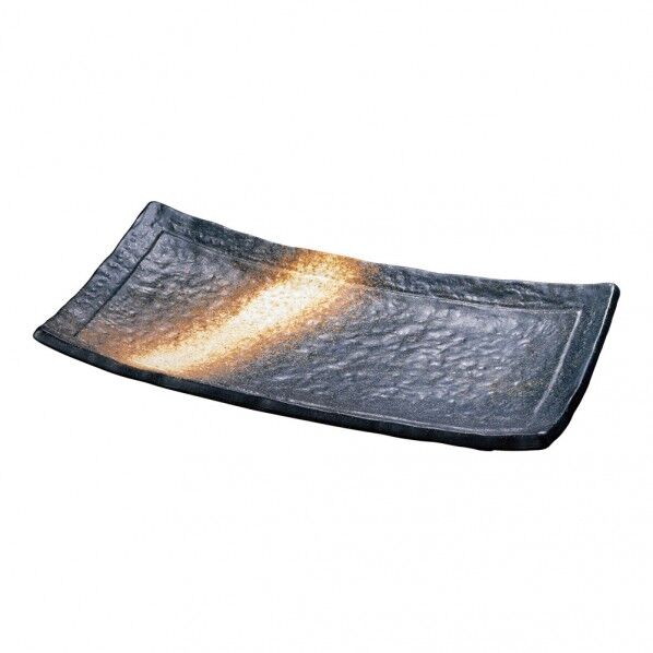いぶし備前 長角細大皿 B03-41 1個