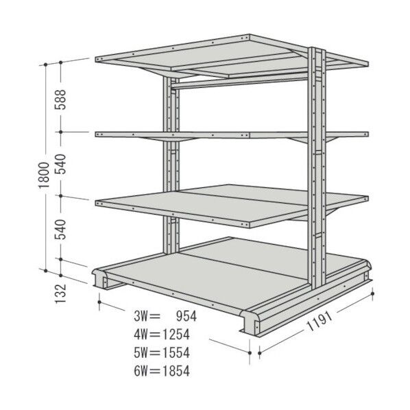 キャンチラック複式増結1連W1304D1191H1800F3 CR64L-W4B 1点