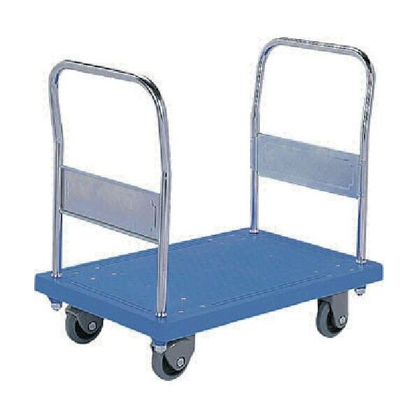 樹脂製運搬車 805408 静か台車クリーンSM(固定ハンドル・両袖タイプ)ブルー
