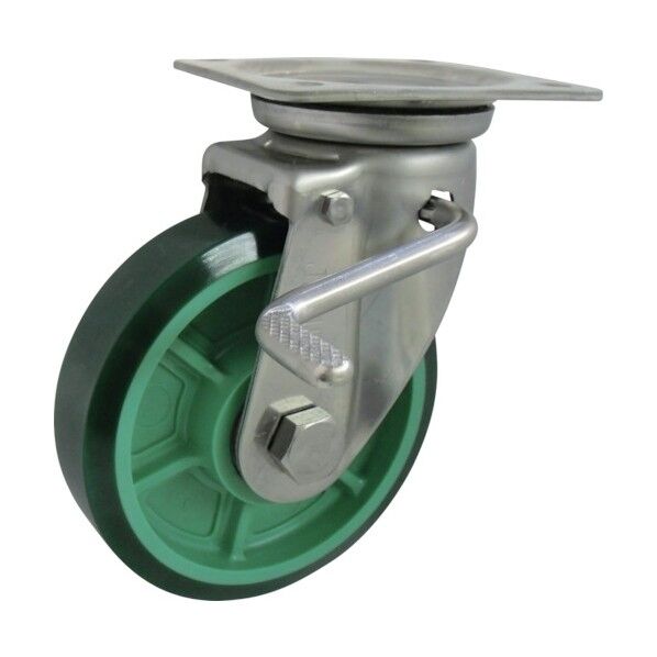 樹脂製ウレタンゴム車輪ステンレス製自在車ストッパー付 75 PNUJAB75 1点