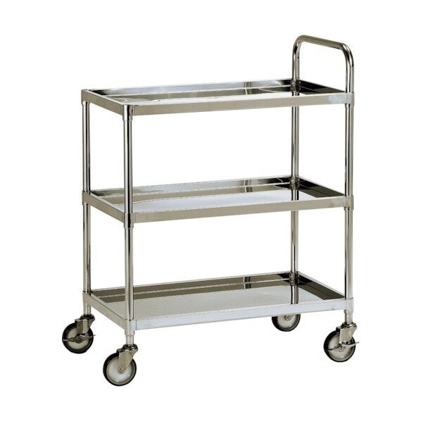 ステンレスワゴン3段タイプ(皿型タイプ) 750X450 SUSφ100ウレタン車 WG3-U7545D 1点