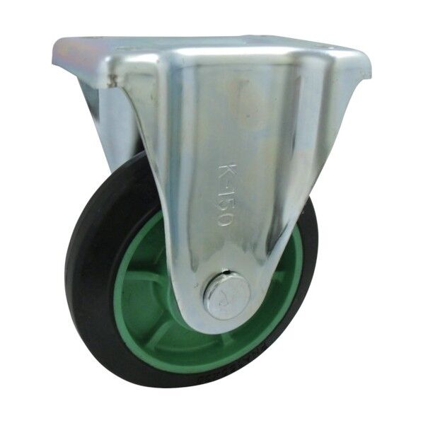 樹脂製ゴム車輪(ベアリング無)固定金具付 PNAK100 1点