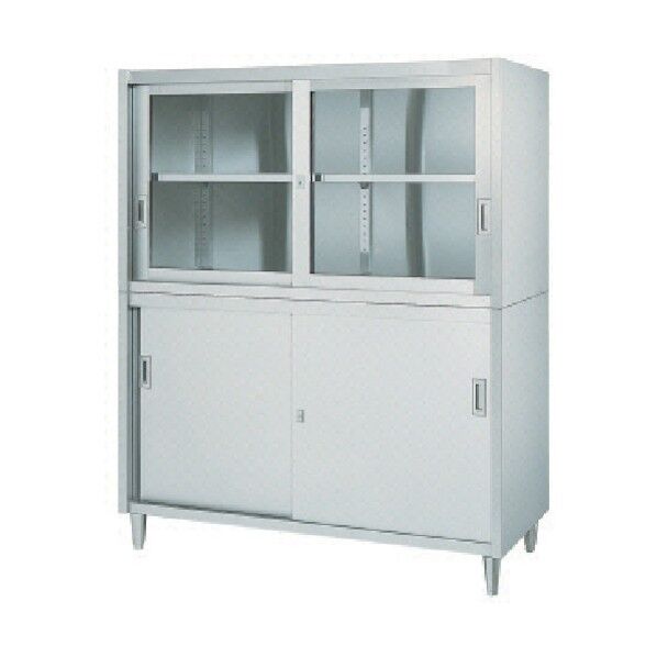 ステンレス保管庫上部ガラス戸下部ステンレス戸アジャスト仕様 VAG-15060 1点