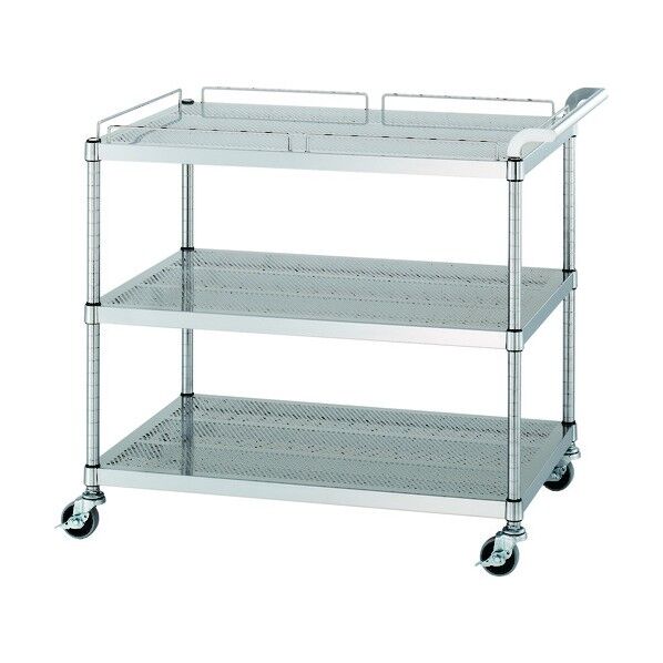 ステンレスワゴン パンチング棚 ガード付1段ガード無2段 間口900×奥行600×高さ800 PMN12-9060-U75 1点