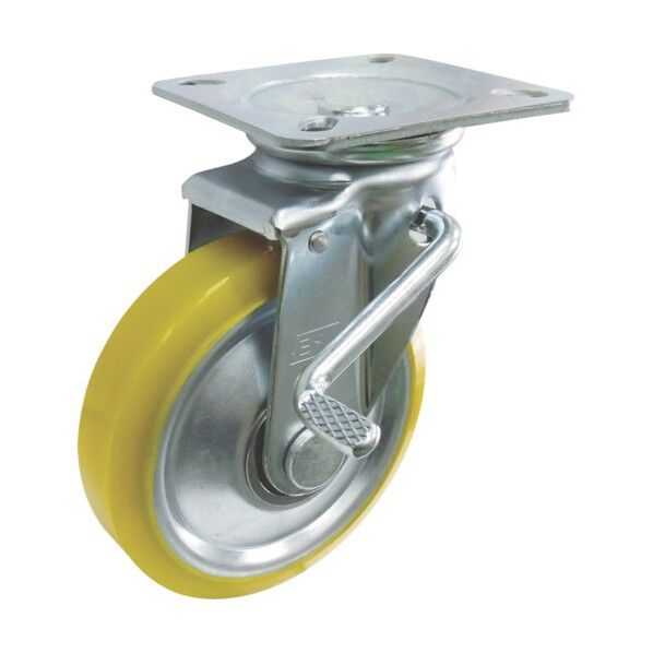 中荷重用帯電防止ウレタンステンレスキャスター(ベアリング)自在ストッパー EUW-JAB130 1点