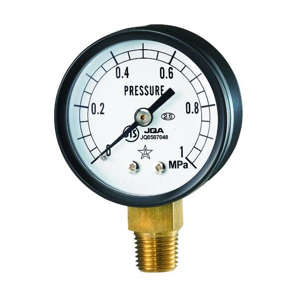 一般圧力計 圧力レンジ0~0.1Mpa 接続部サイズR1/4 S-11-R-0.1MPA 1点