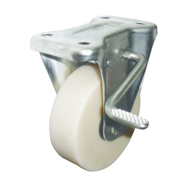 帯電防止MCナイロン車輪(ベアリング入)ステンレス製固定金具ストッパー付 EMC-KAB150AS 1点