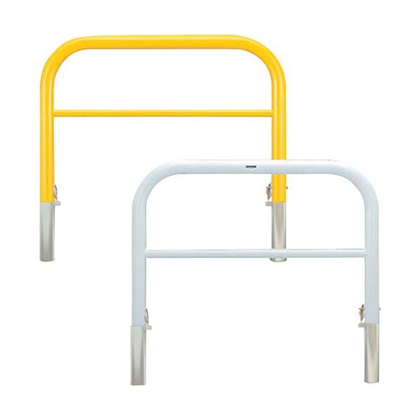 車止め アーチ型 横バー付 スチール製 焼付塗装 脱着式 スチール製蓋 鍵付 Yシリーズ YBW6H10-DL(Y) 1点