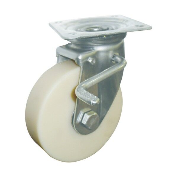 帯電防止MCナイロン車輪(ベアリング入)ステンレス製自在金具ストッパー付 EMC-JAB130AS 1点