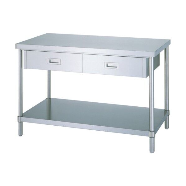 ステンレス作業台片面引出付ベタ棚 間口1500×奥行450×高さ800 WDB-15045 1点
