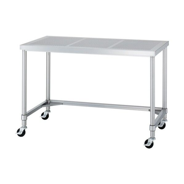 ステンレス作業台パンチング天板三方枠キャスター付 1200×600×高さ800 PWTNC-12060-U75 1点