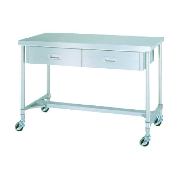 ステンレス作業台片面引出付H枠キャスター付 間口900×奥行450×高さ800 WDHC-9045-U75 1点