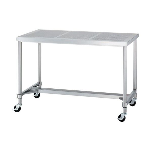 ステンレス作業台パンチング天板H枠キャスター付 間口1500×奥行600×高さ800 PWHNC-15060-U75 1点