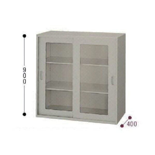 ガラス引違い書庫(枠付) W899×D400×H900 NWS-0909HG-AW 1点