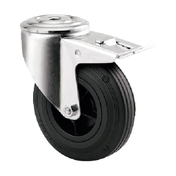 ボルト穴式キャスターALPHA(ゴム車) φ80 自在式(トータルロック付) 3477PVO080P30-13 1点