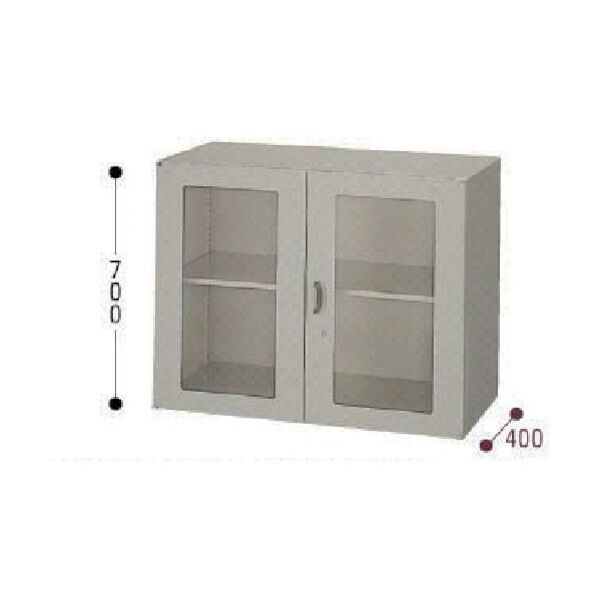 ガラス両開き書庫 W899×D400×H700 NWS-0907KG-AW 1点