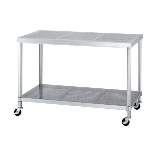 ステンレス作業台パンチング天板パンチング棚キャスター付 間口1500×奥行600×高さ800 PWPBC-15060-U75 1点