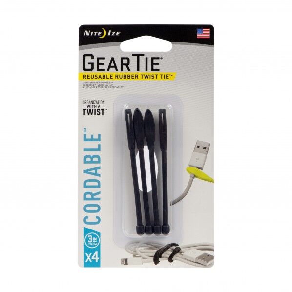 ＮｉｔｅＩｚｅ　ギアータイ　コード＆ツイスト　３インチ　４Ｐ　ブラック NI03717 6本
