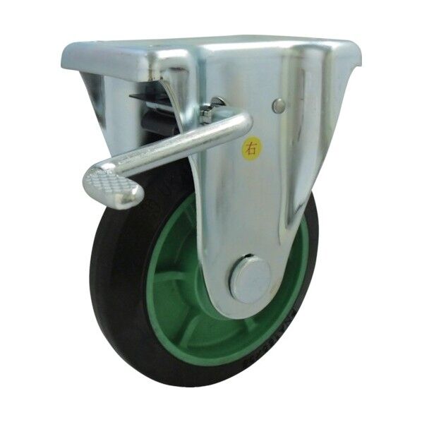 樹脂製ゴム車輪(ベアリング無)固定金具ストッパー付 PNAKB100 1点