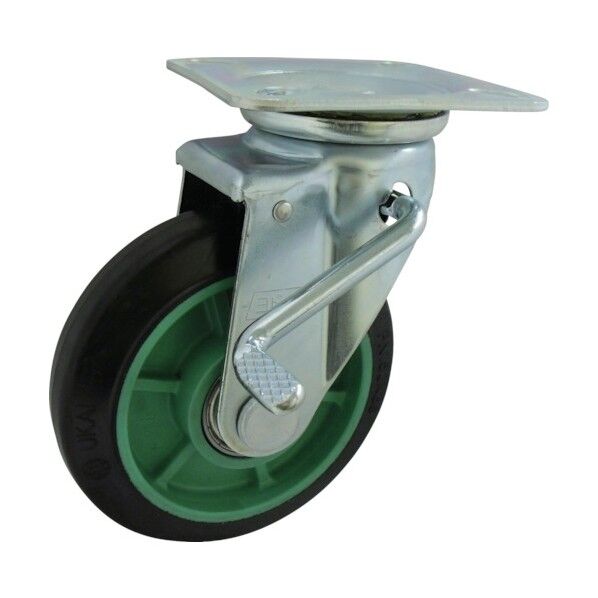 樹脂製ゴム車輪(ベアリング入)自在金具ストッパー付 75 PNJB75 1点