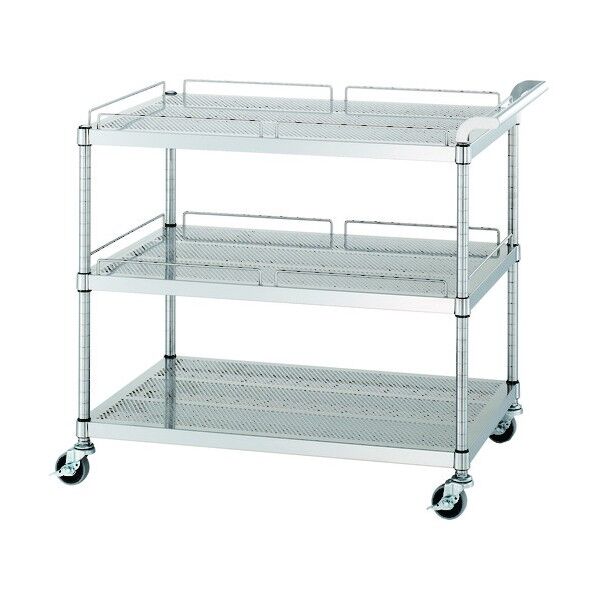 ステンレスワゴン パンチング棚 ガード付2段ガード無1段 間口900×奥行450×高さ800 PM21-9045-U75 1点