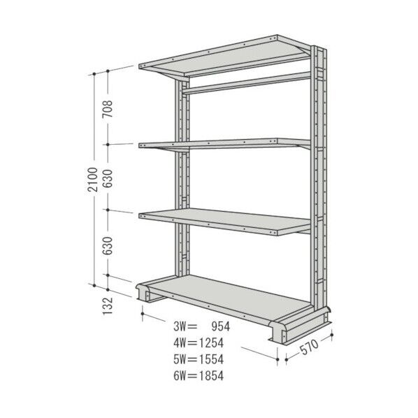 キャンチラック単式増結1連W1304D570H2100F4 CR74S-S4B 1点