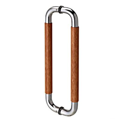 ドアハンドル 鏡面+ウッド L=450 No.G989 1